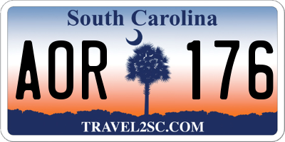 SC license plate AOR176