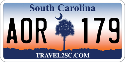 SC license plate AOR179