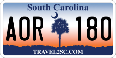 SC license plate AOR180