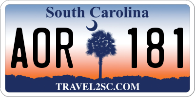 SC license plate AOR181