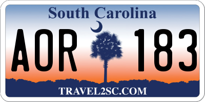SC license plate AOR183