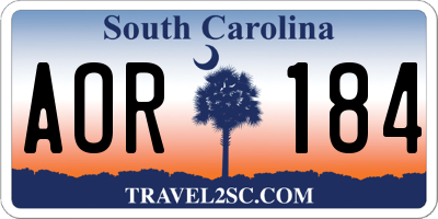 SC license plate AOR184
