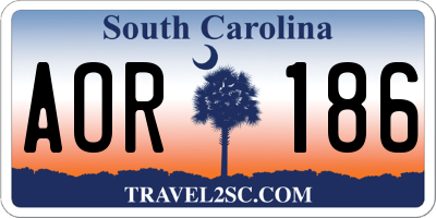 SC license plate AOR186