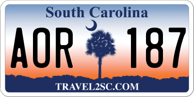 SC license plate AOR187