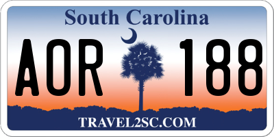 SC license plate AOR188