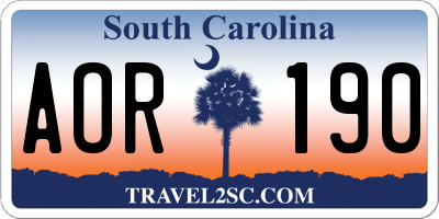 SC license plate AOR190