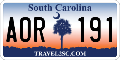 SC license plate AOR191