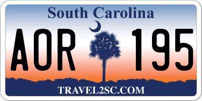 SC license plate AOR195