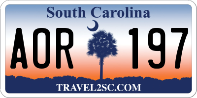 SC license plate AOR197