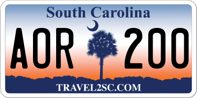 SC license plate AOR200