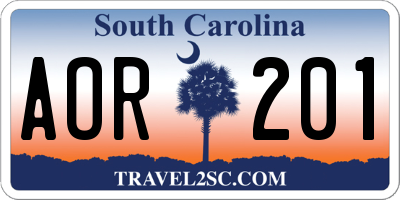 SC license plate AOR201