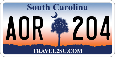 SC license plate AOR204