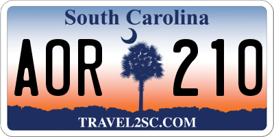 SC license plate AOR210