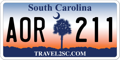 SC license plate AOR211