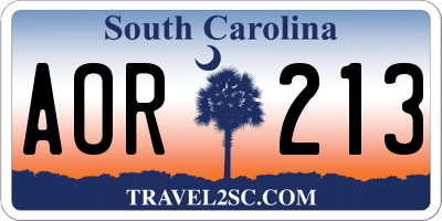 SC license plate AOR213