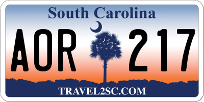 SC license plate AOR217