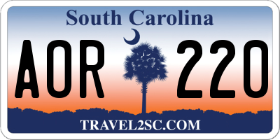 SC license plate AOR220