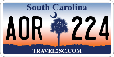 SC license plate AOR224
