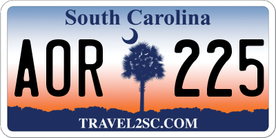 SC license plate AOR225