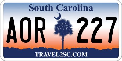 SC license plate AOR227