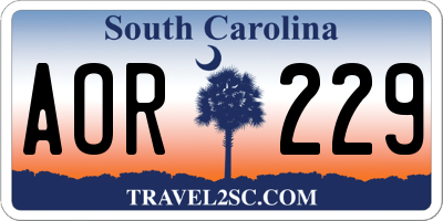 SC license plate AOR229