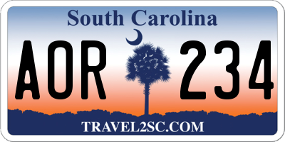 SC license plate AOR234