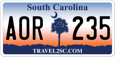 SC license plate AOR235