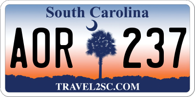 SC license plate AOR237