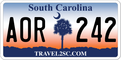 SC license plate AOR242
