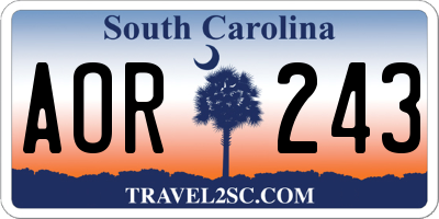SC license plate AOR243