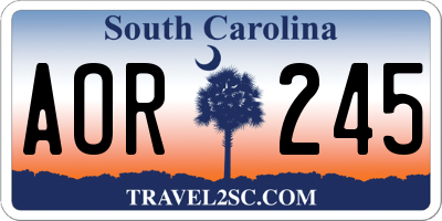 SC license plate AOR245