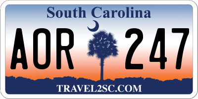 SC license plate AOR247