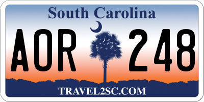 SC license plate AOR248