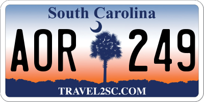 SC license plate AOR249