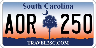 SC license plate AOR250