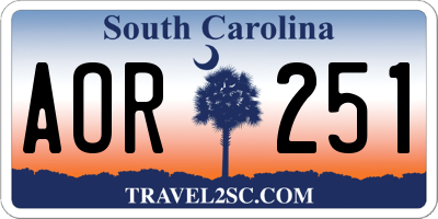 SC license plate AOR251