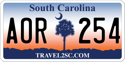 SC license plate AOR254