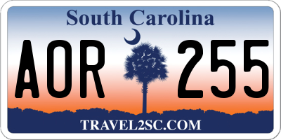 SC license plate AOR255