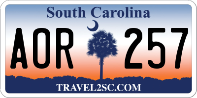 SC license plate AOR257