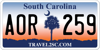 SC license plate AOR259