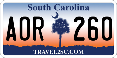SC license plate AOR260