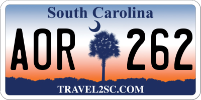 SC license plate AOR262