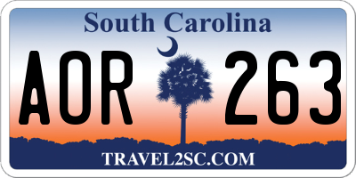 SC license plate AOR263