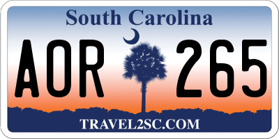 SC license plate AOR265