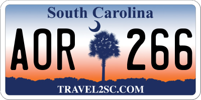 SC license plate AOR266