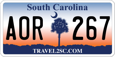 SC license plate AOR267