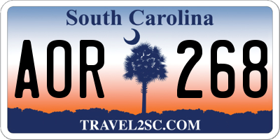 SC license plate AOR268