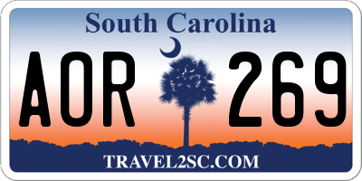 SC license plate AOR269