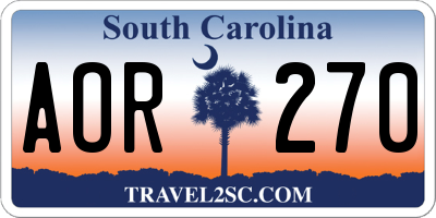 SC license plate AOR270