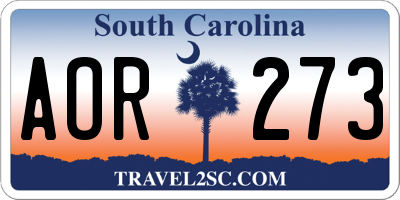 SC license plate AOR273